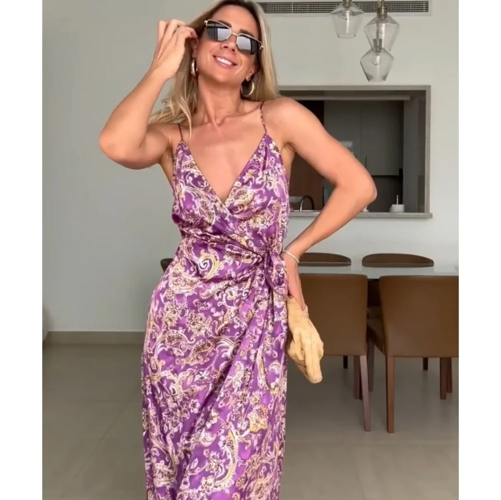 Satin Effect Print Dress Size S - Picture 3 of 9